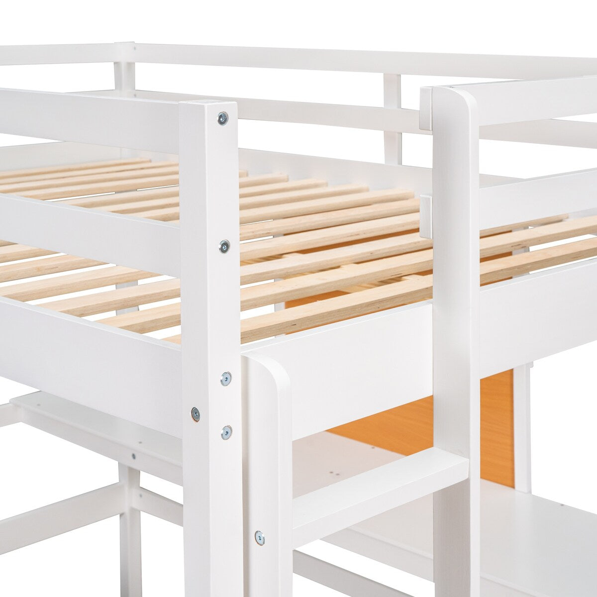 Twin size Loft Bed With Desk and Writing Board,2 Drawers Cabinet,Solid Construction,Kids Bedroom Sets