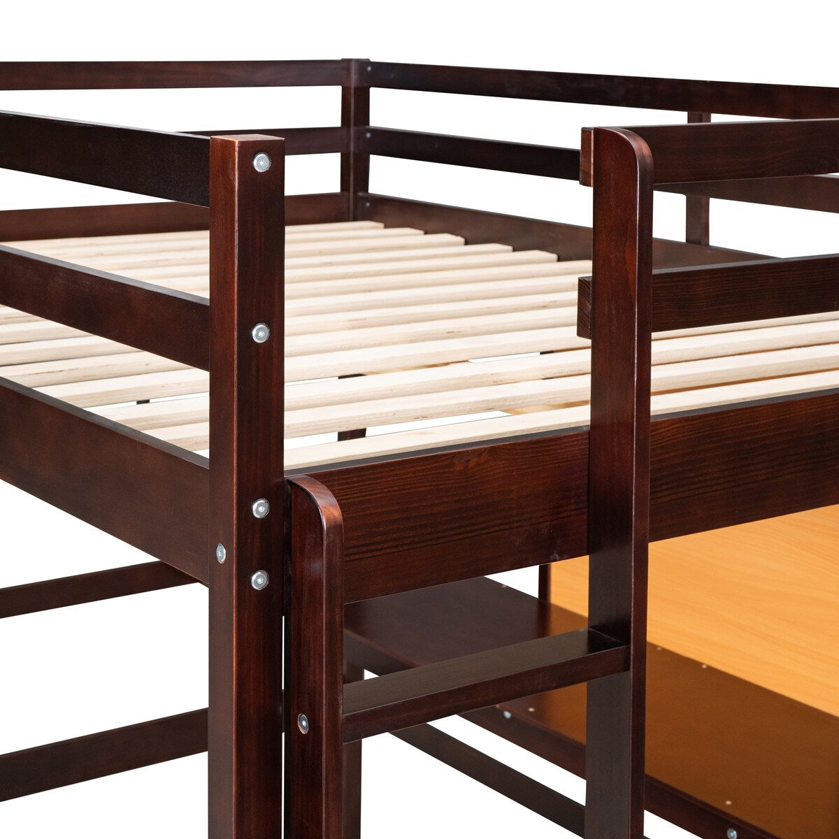 Twin size Loft Bed With Desk and Writing Board,2 Drawers Cabinet,Solid Construction,Kids Bedroom Sets