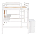 Twin size Loft Bed With Desk and Writing Board,2 Drawers Cabinet,Solid Construction,Kids Bedroom Sets