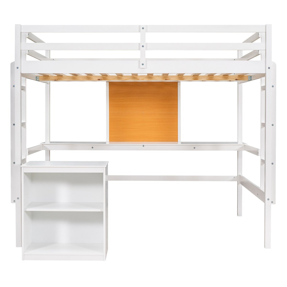 Twin size Loft Bed With Desk and Writing Board,2 Drawers Cabinet,Solid Construction,Kids Bedroom Sets