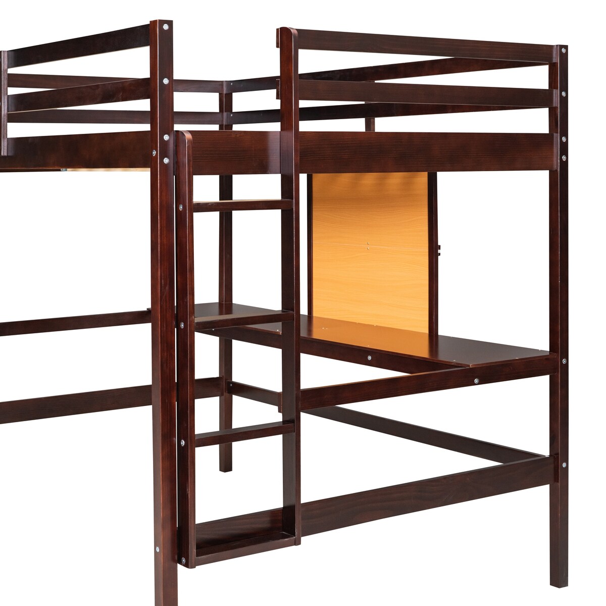Twin size Loft Bed With Desk and Writing Board,2 Drawers Cabinet,Solid Construction,Kids Bedroom Sets