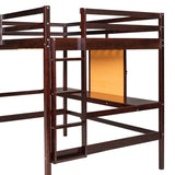 Twin size Loft Bed With Desk and Writing Board,2 Drawers Cabinet,Solid Construction,Kids Bedroom Sets