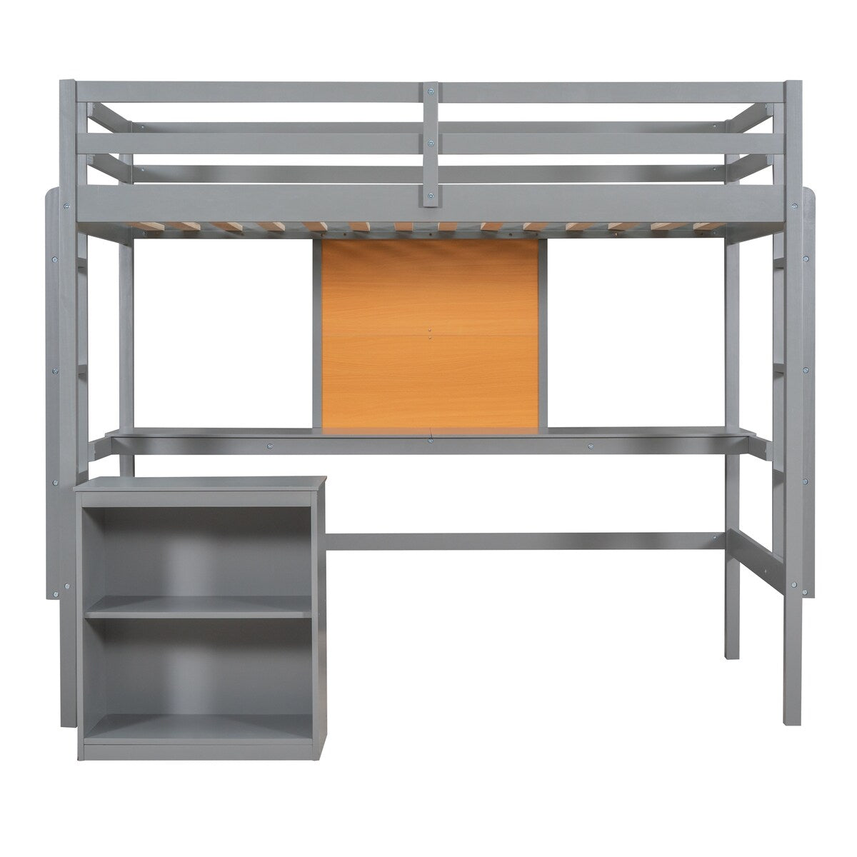 Twin size Loft Bed With Desk and Writing Board,2 Drawers Cabinet,Solid Construction,Kids Bedroom Sets
