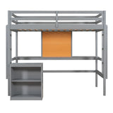 Twin size Loft Bed With Desk and Writing Board,2 Drawers Cabinet,Solid Construction,Kids Bedroom Sets