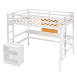 Twin size Loft Bed With Desk and Writing Board,2 Drawers Cabinet,Solid Construction,Kids Bedroom Sets