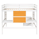Twin size Loft Bed With Desk and Writing Board,2 Drawers Cabinet,Solid Construction,Kids Bedroom Sets
