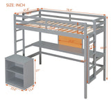 Twin size Loft Bed With Desk and Writing Board,2 Drawers Cabinet,Solid Construction,Kids Bedroom Sets