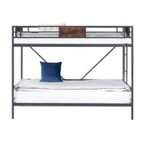 Twin size Metal Bunk Bed with ladder, Adjustable Bottom