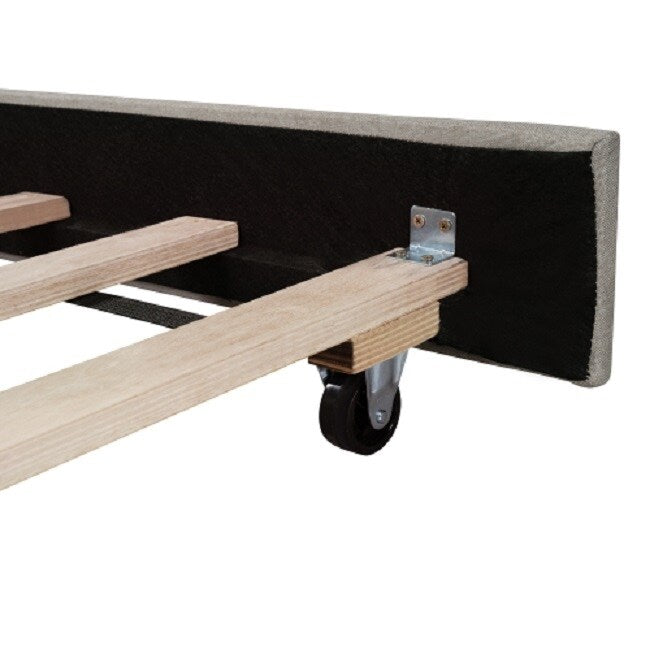 Twin size Upholstered Daybed with Twin Size Trundle, Wood Slat Support, Beige