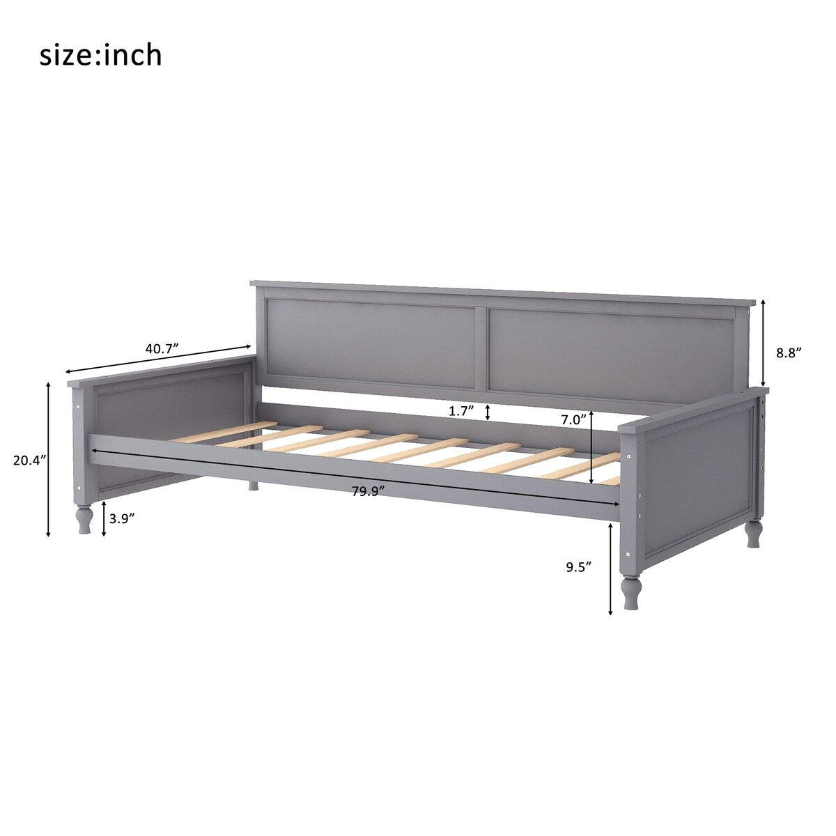Twin size daybed Bulb-shaped feet design
