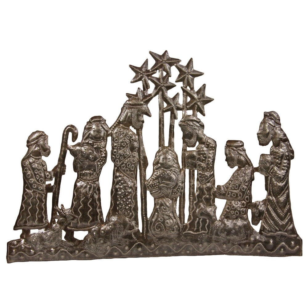 Handcrafted Twinkling Star Nativity Metal Wall Art (Haiti)