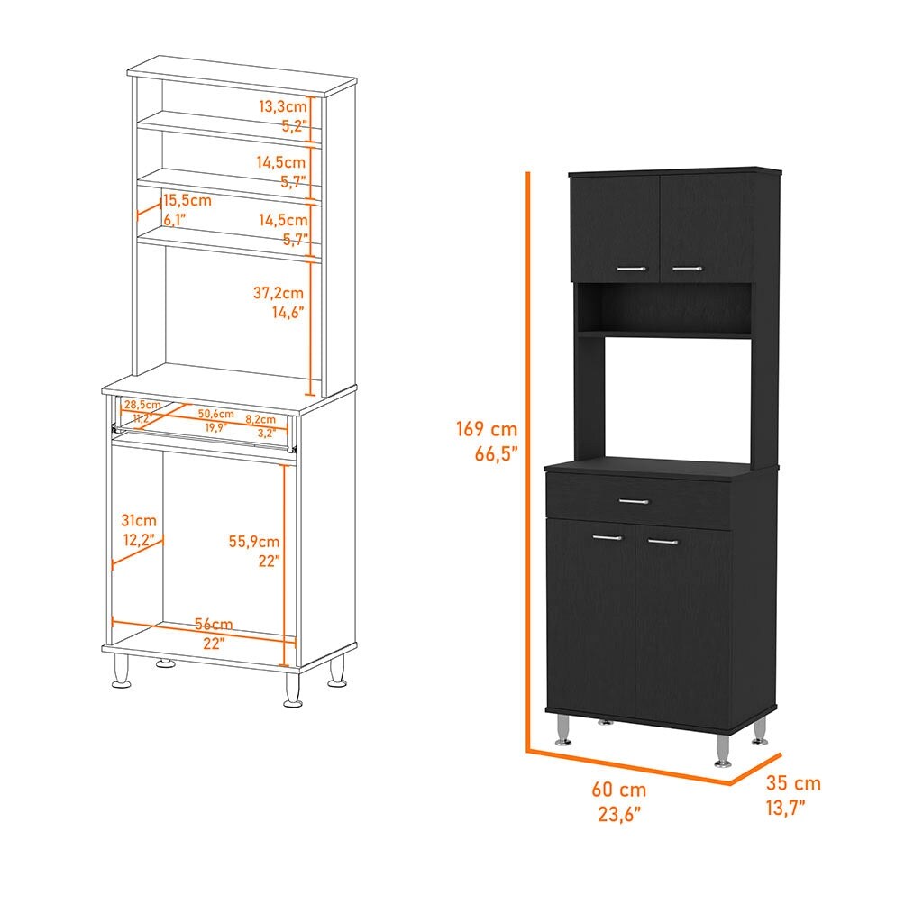 Two Door Cabinets, One Drawer, Four Adjustable Metal Legs