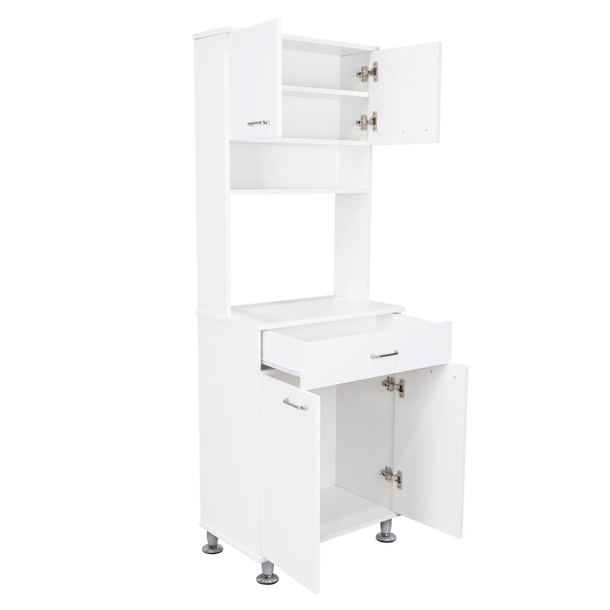 Two Door Cabinets, One Drawer, Four Adjustable Metal Legs