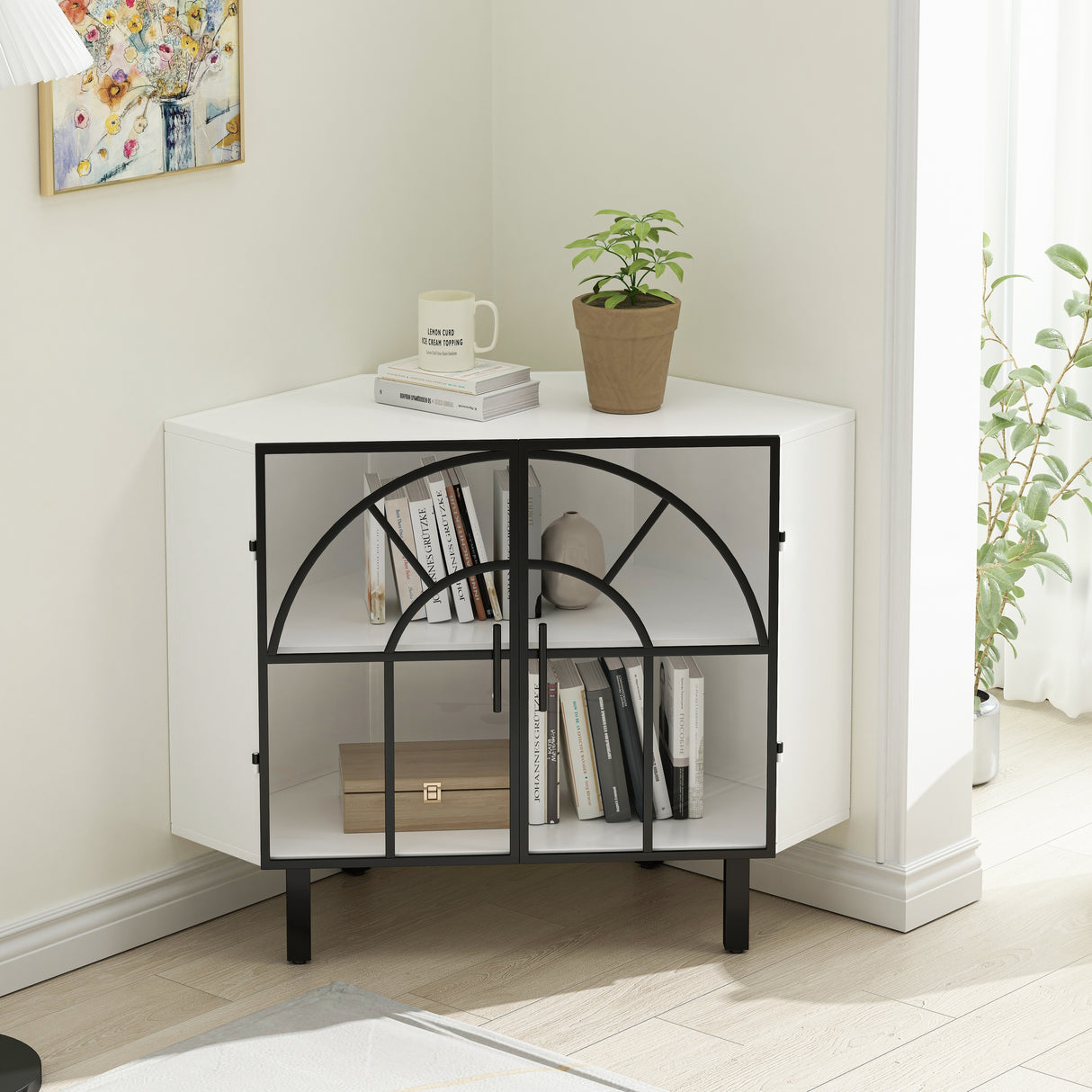 Two-Door Hexagonal Corner Cabinet