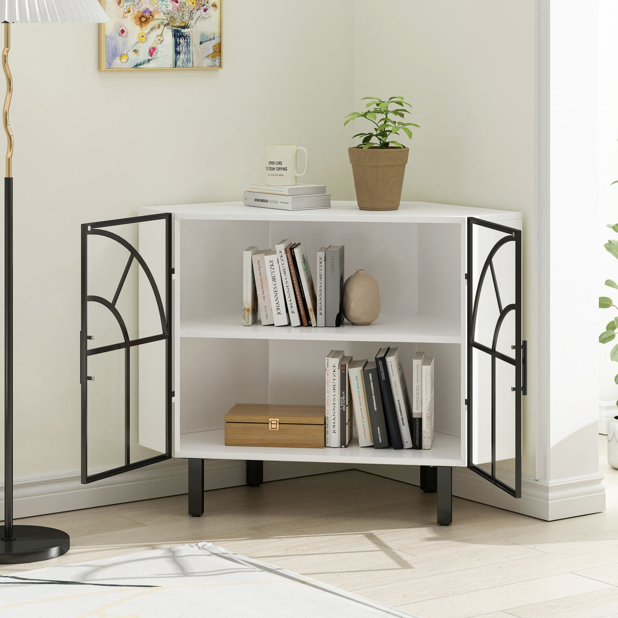 Two-Door Hexagonal Corner Cabinet