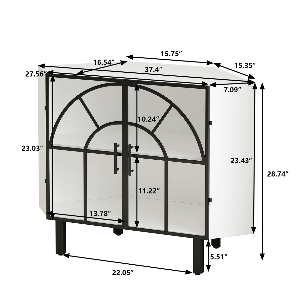 Two-Door Hexagonal Corner Cabinet
