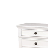 Two Drawer Solid Wood Nightstand with Bun Feet, White