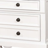 Two Drawer Solid Wood Nightstand with Bun Feet, White