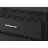 Two Drawers Nightstand Black Finish Solid Wood Crystal-Like Button Tufted