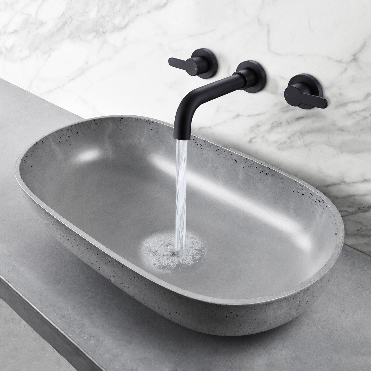 Modern Matte Black Two Handle Bathroom Faucet - 8.03-in W
