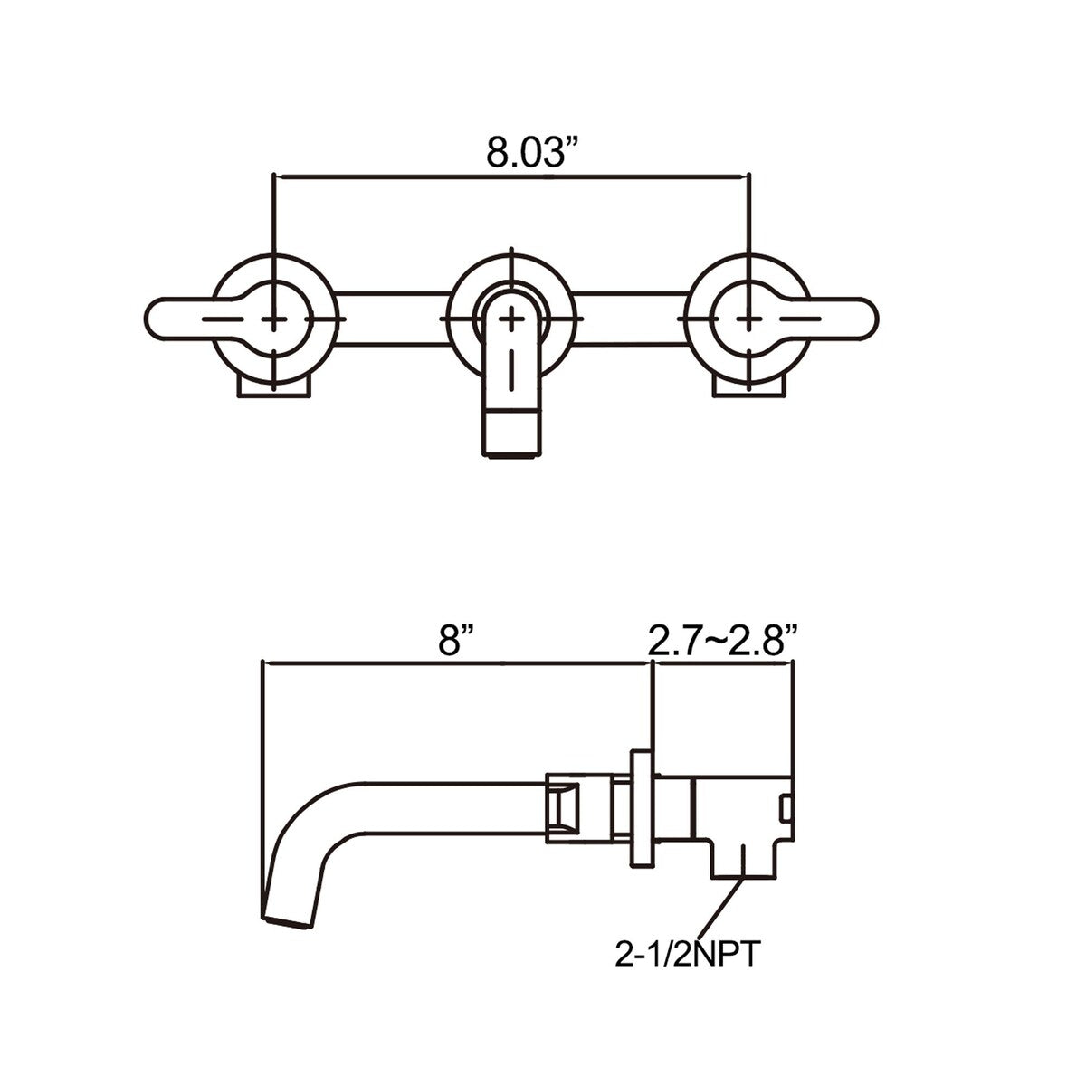 Modern Matte Black Two Handle Bathroom Faucet - 8.03-in W