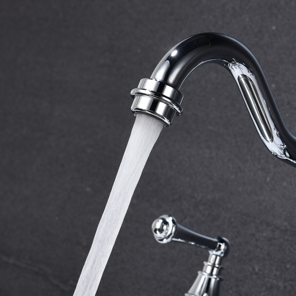 Two-Handles Bridge Kitchen Faucet with Side Sprayer