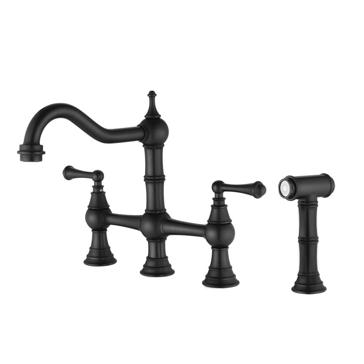 Two-Handles Bridge Kitchen Faucet with Side Sprayer
