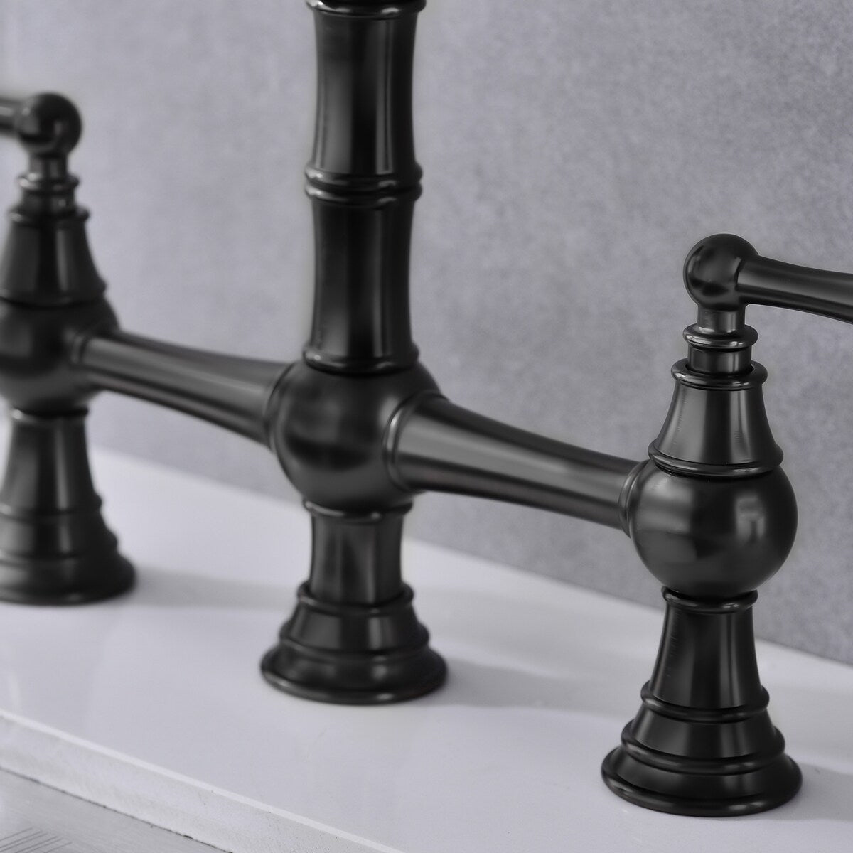 Two-Handles Bridge Kitchen Faucet with Side Sprayer