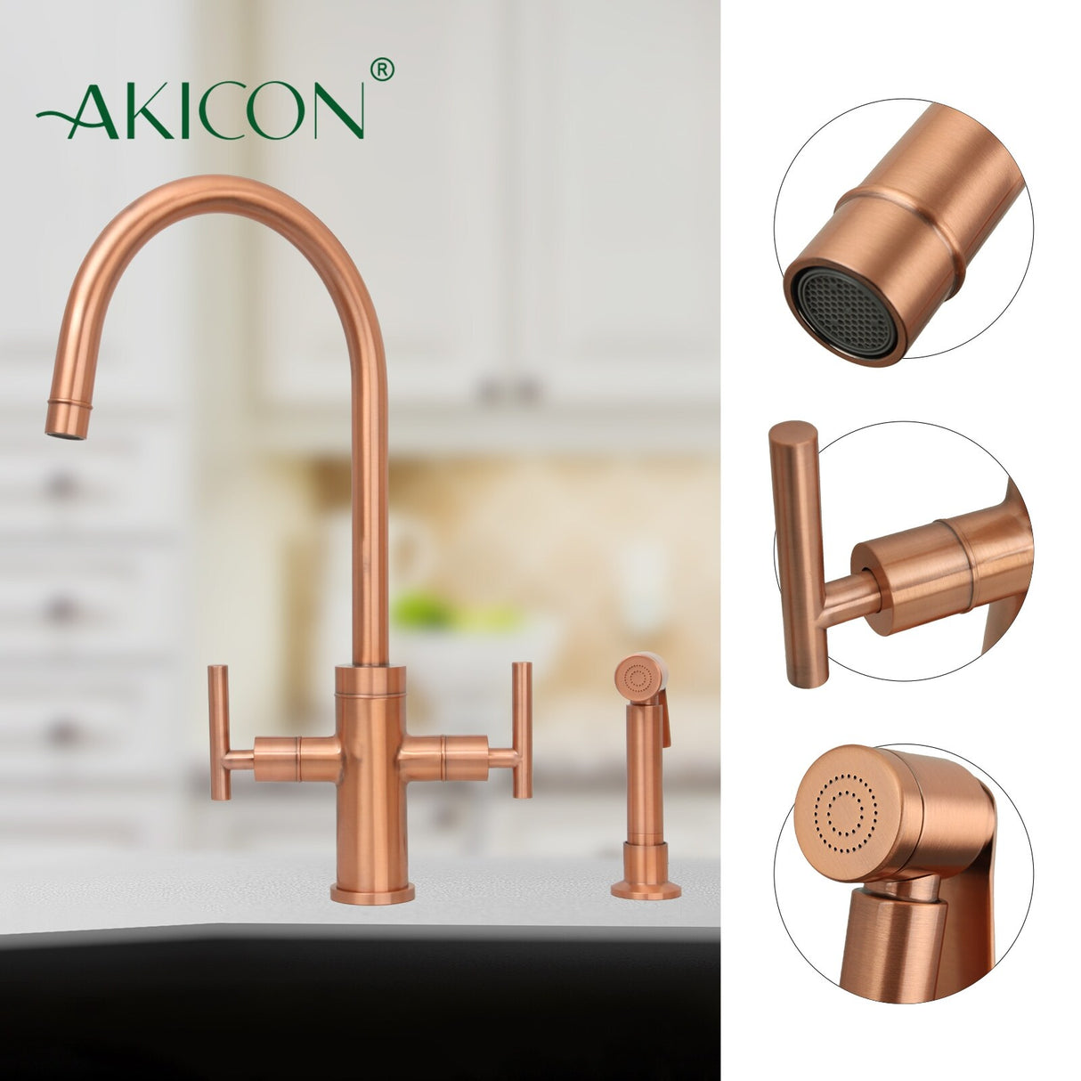 Two-Handles Kitchen Faucet with Side Spray