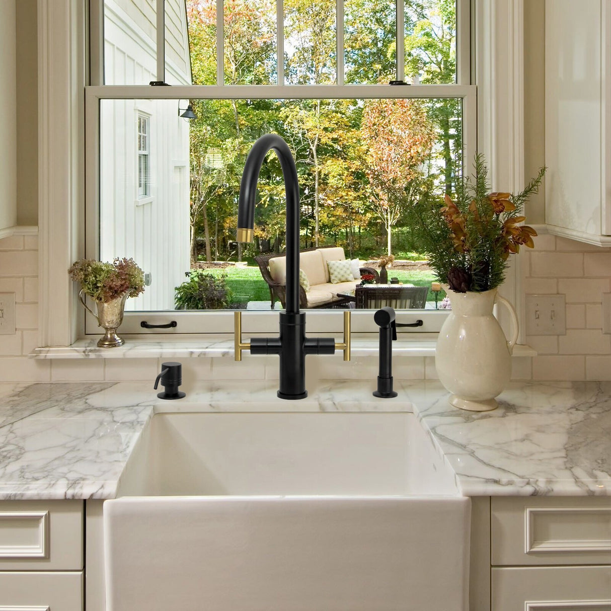Two-Handles Kitchen Faucet with Side Spray