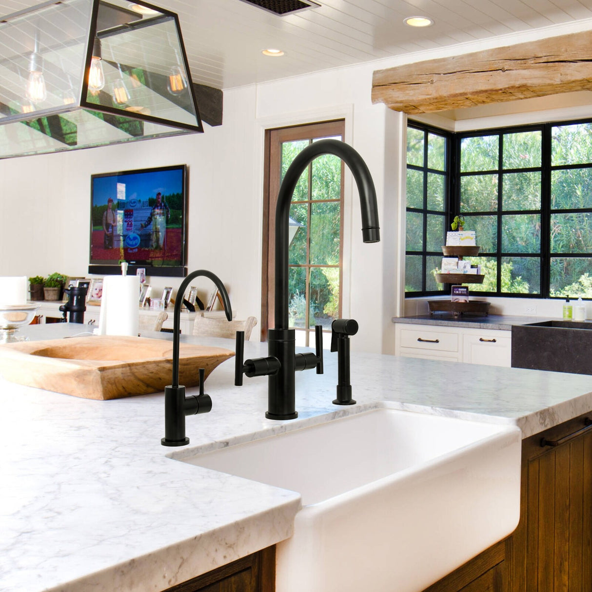 Two-Handles Kitchen Faucet with Side Spray
