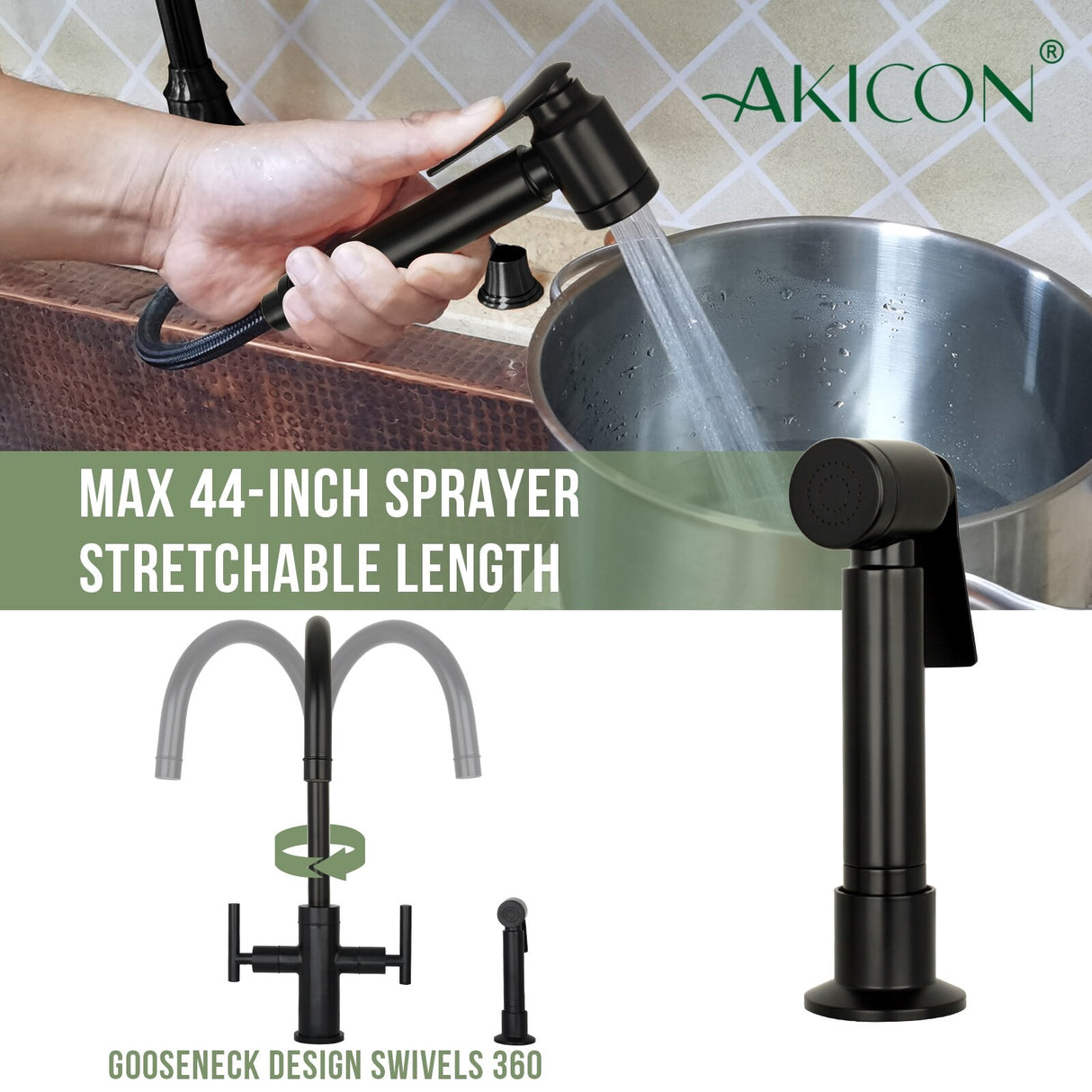 Two-Handles Kitchen Faucet with Side Spray