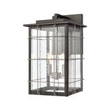 Two Light Rectangular Outdoor Wall Lantern with Exposed Bulb - English Tudor Style Porch Light Matte Black/Weathered Zi