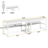 Two Person Desk with Bookshelf, Double Office Desk
