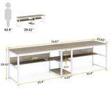 Two Person Desk with Bookshelf, Double Office Desk