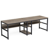 Two Person Desk with Bookshelf, Double Office Desk