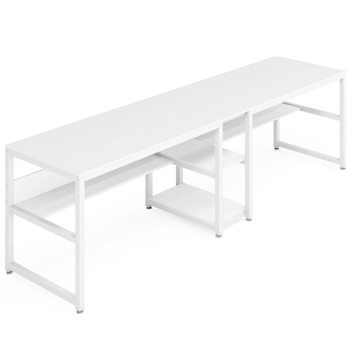 Two Person Desk with Bookshelf, Double Office Desk