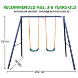 Two Station Swing Set for Children - N/A