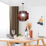 Two Tier Pendant Light With Natural Jute Weaving
