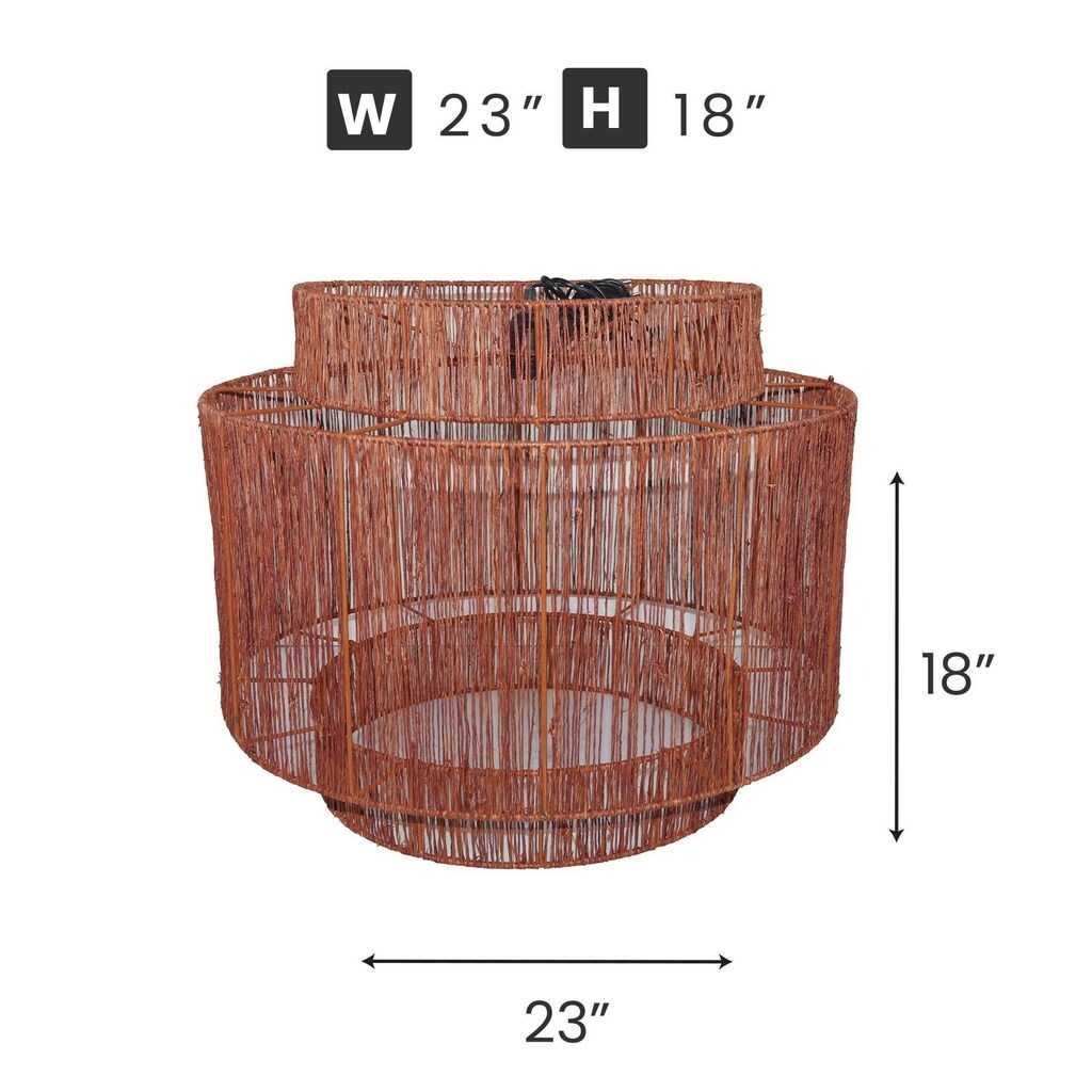Two Tier Pendant Light With Natural Jute Weaving