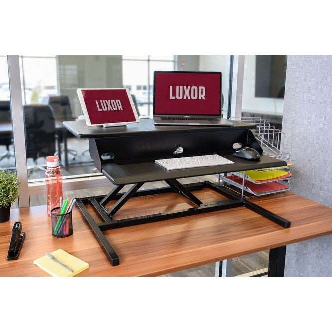 Two-Tier Pneumatic Standing Desk Converter - Black