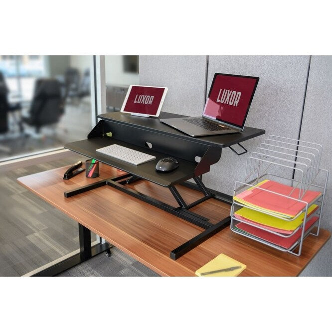 Two-Tier Pneumatic Standing Desk Converter - Black