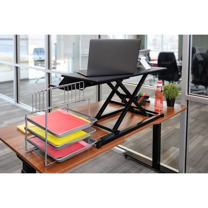 Two-Tier Pneumatic Standing Desk Converter - Black