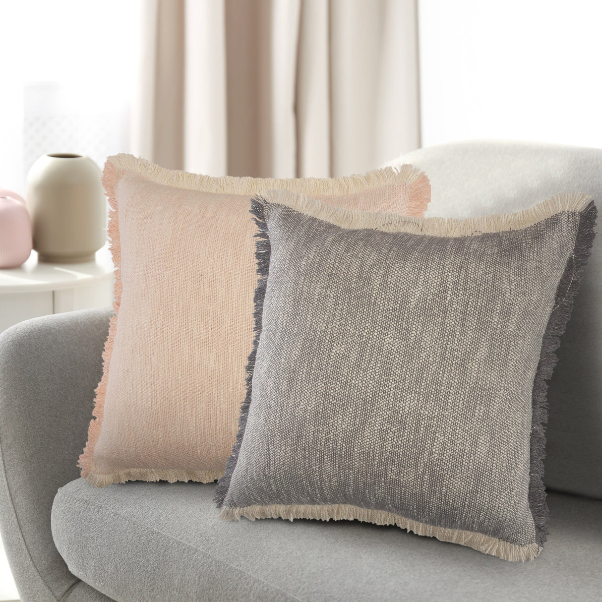 Sevita Two-Tone Cotton Fringe Throw Pillow