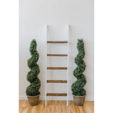 Two Tone White and Brown 60in Decorative Accent Ladder