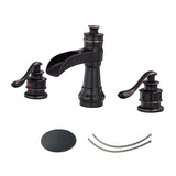 Two-handle Widespread Bathroom Sink Faucet with Drain in Oil Rubbed Bronze - 5.28*6.89