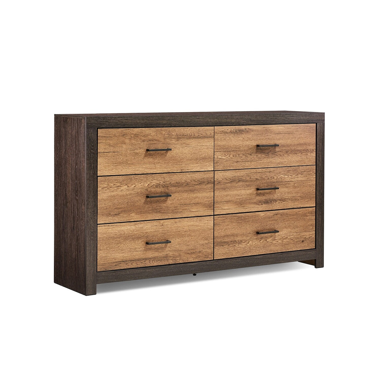 Two-tone Wood Dresser with 6 Drawers Caramel and Licorice