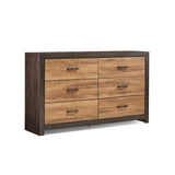 Two-tone Wood Dresser with 6 Drawers Caramel and Licorice
