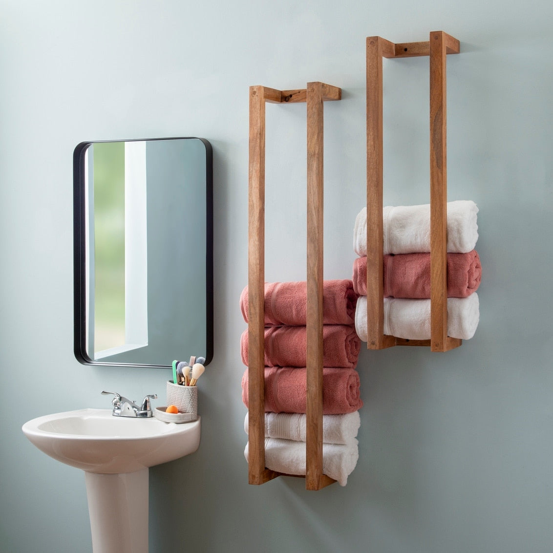 Twombly Wooden Wall Mount Towel Rack (Set of 2)