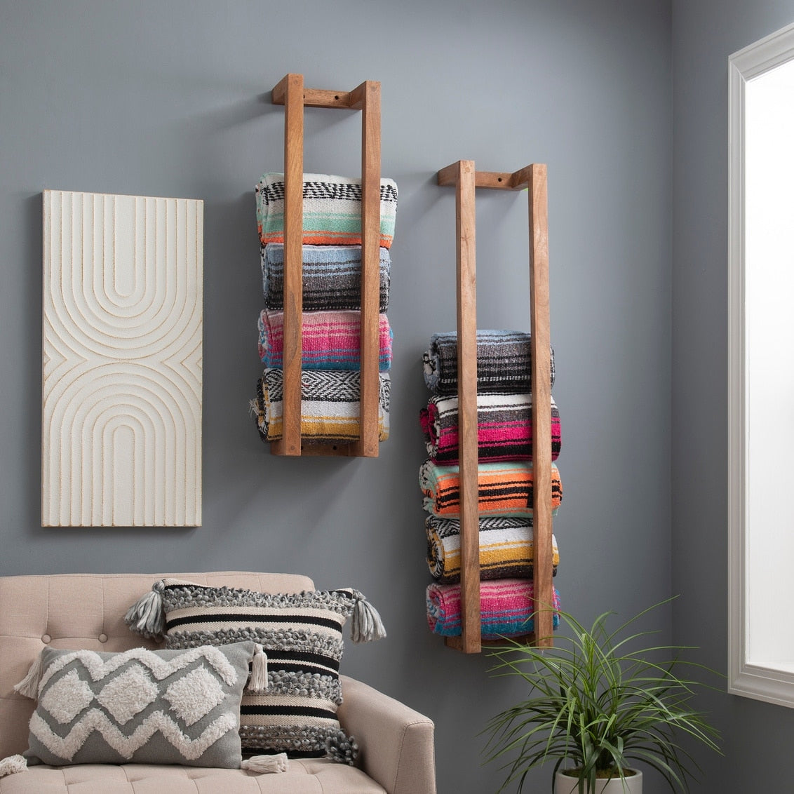 Twombly Wooden Wall Mount Towel Rack (Set of 2)